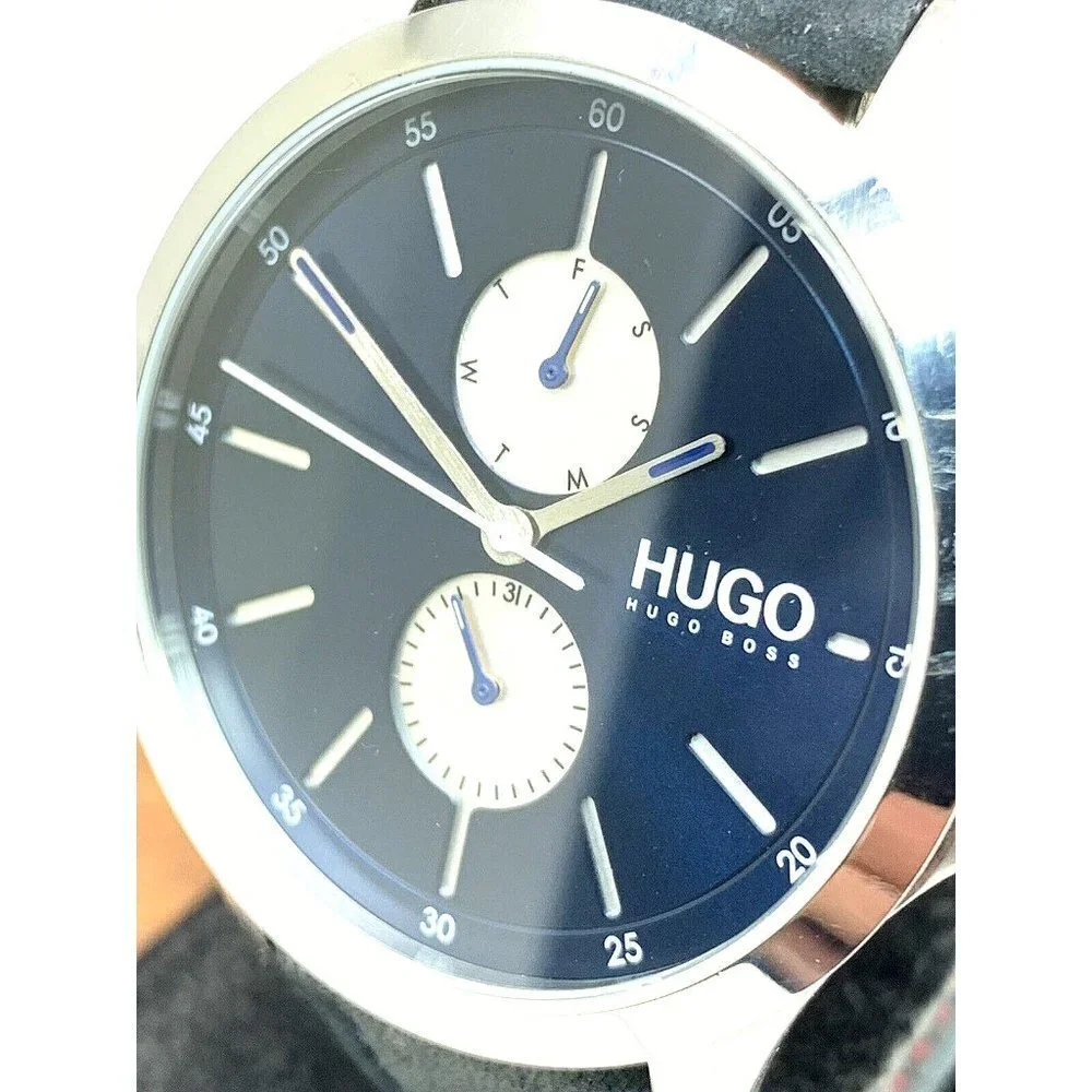 Hugo Boss Men's Watch HB.335.1.14.3118 Quartz Blue Dial Leather Band 41mm